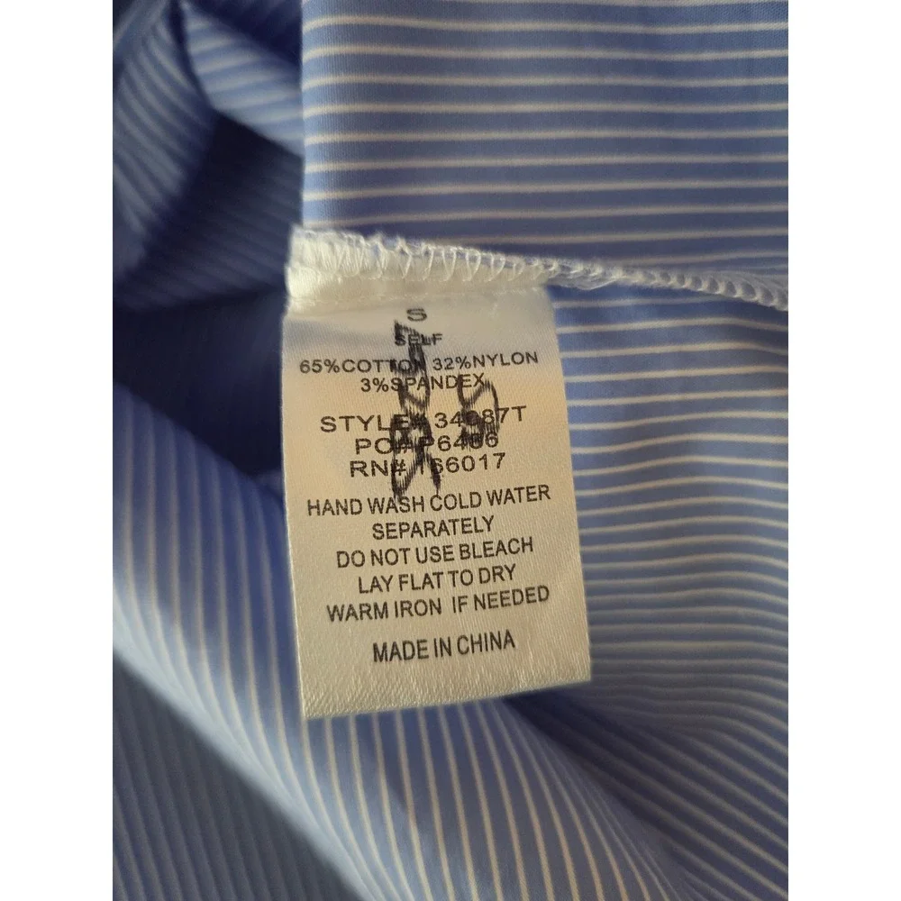 Western Women's blouse Sz Small BLUE B l/s Jewels Blue Pinstripe Button up NWT - Picture 13 of 13